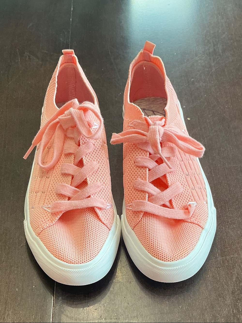 Blowfish Malibu Knit Lace-Up Sneakers in Peach